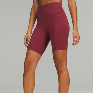 *never worn* lululemon base pace 8” high-rise shorts (mulled wine)